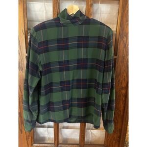 Vintage 100% Silk Redwood‎ & Ross Green Plaid Shirt Size 12